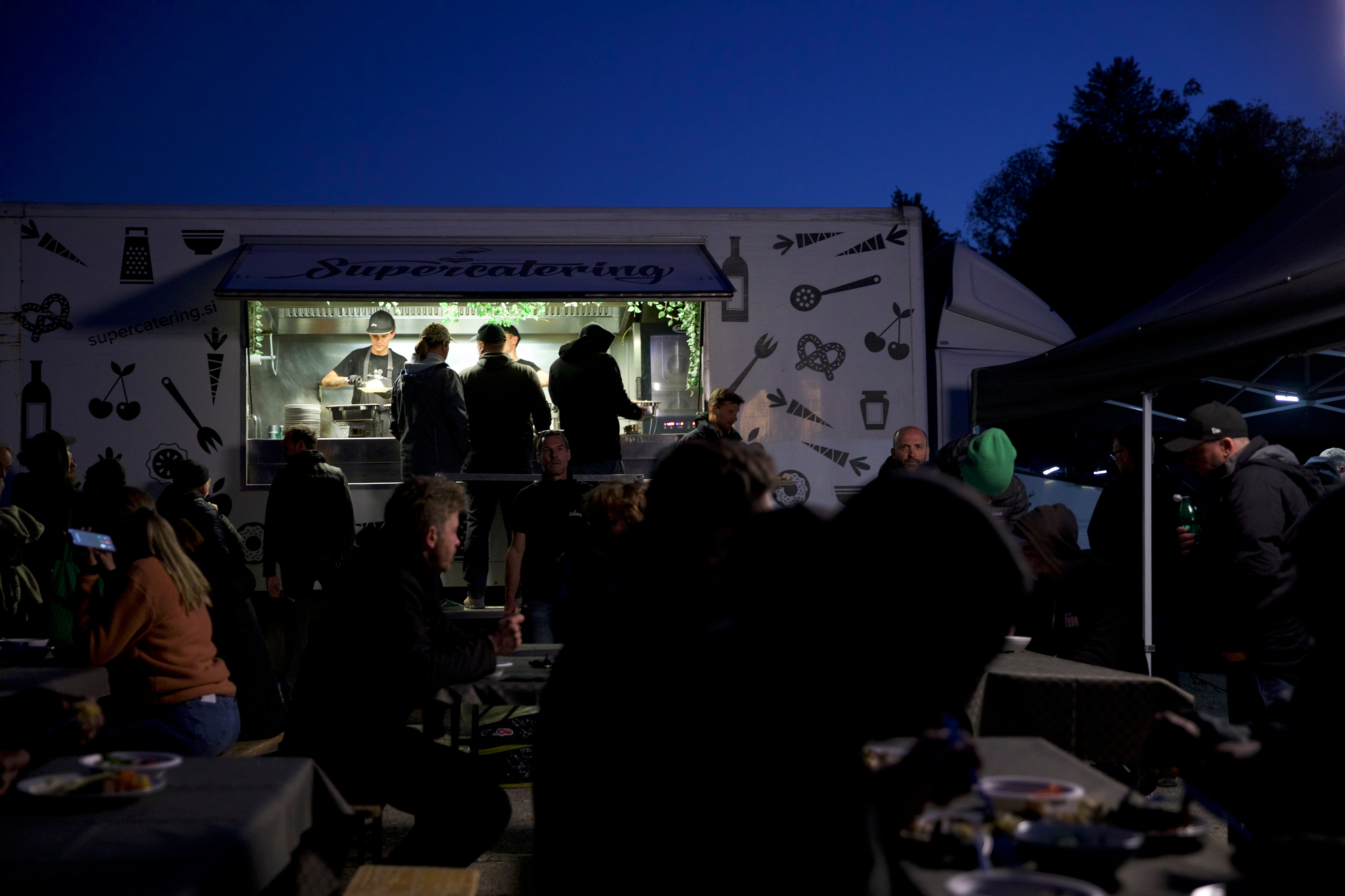 On-location catering keeping the crew going into the evening